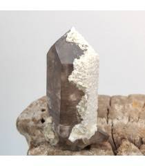 Stilbite sur quartz fumé, Aiguille du Chardonnet, Haute-Savoie (74)