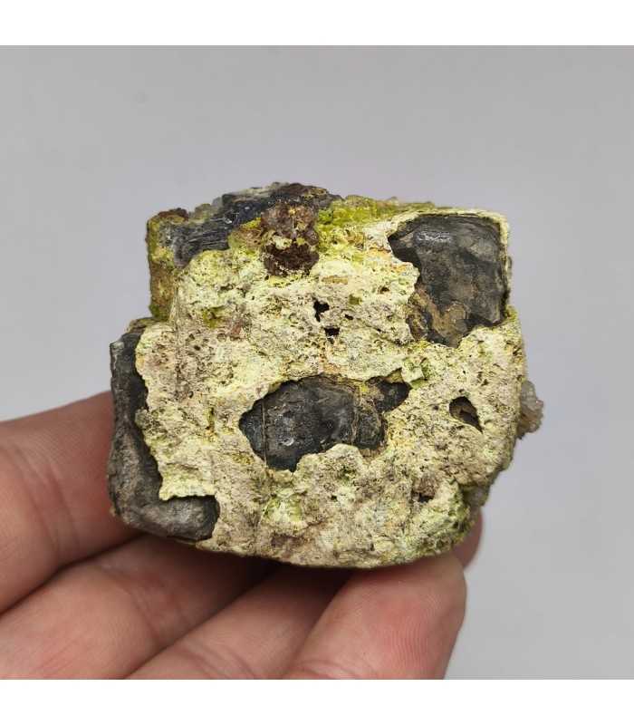 Pyromorphite sur galène, L'Argentolle, Saône et Loire (71)